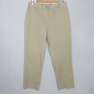Lands End Women's Khaki Pants High Rise Straight Leg Elastic Waist Size 12P